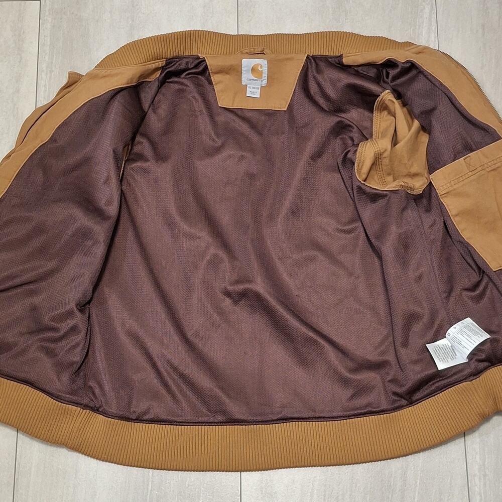 Carhartt Women’s Jacket Brown Crawford Canvas Bomber XL 16/18 Full Zip Relaxed - Picture 5 of 7
